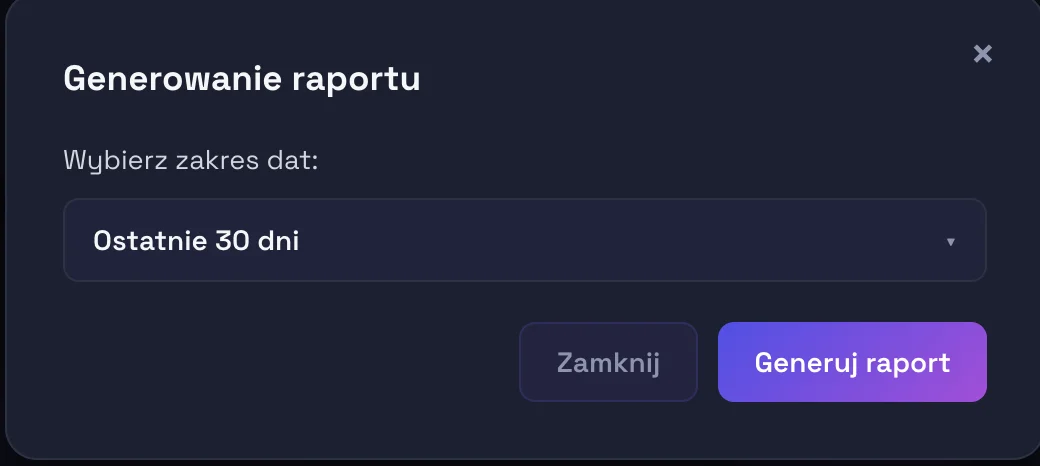 możliwość wygenerowania raportu pozycji dla swojej strony internetowej w panelu seome.pl